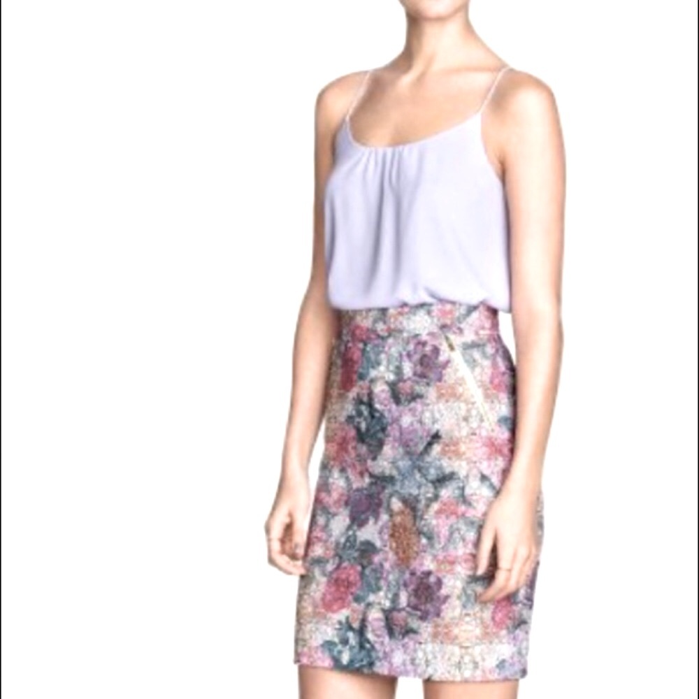 H&M Floral Pencil Skirt | with Gold Zipper